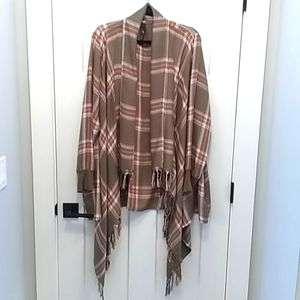 Melissa McCarthy Seven7 Plaid Fringe Jacket